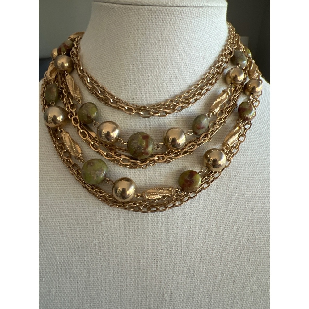 Multi Strand Gold Tone Necklace